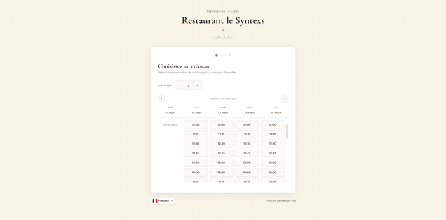 Réalisation plateforme de réservation Rendez-you